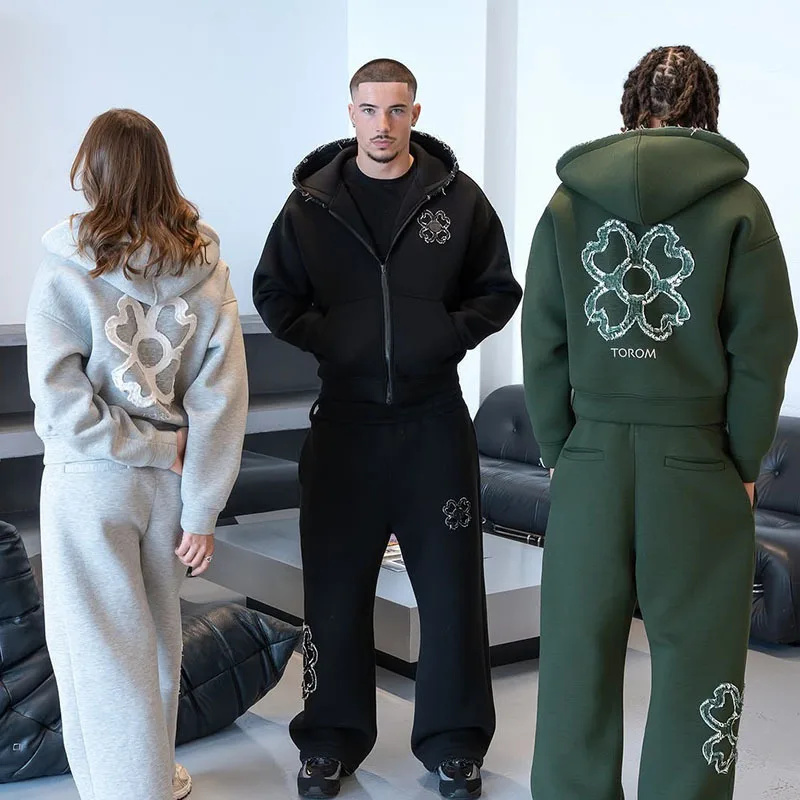 Streetwear Zipper - Spring Autumn Oversized 4 Leaf Clover