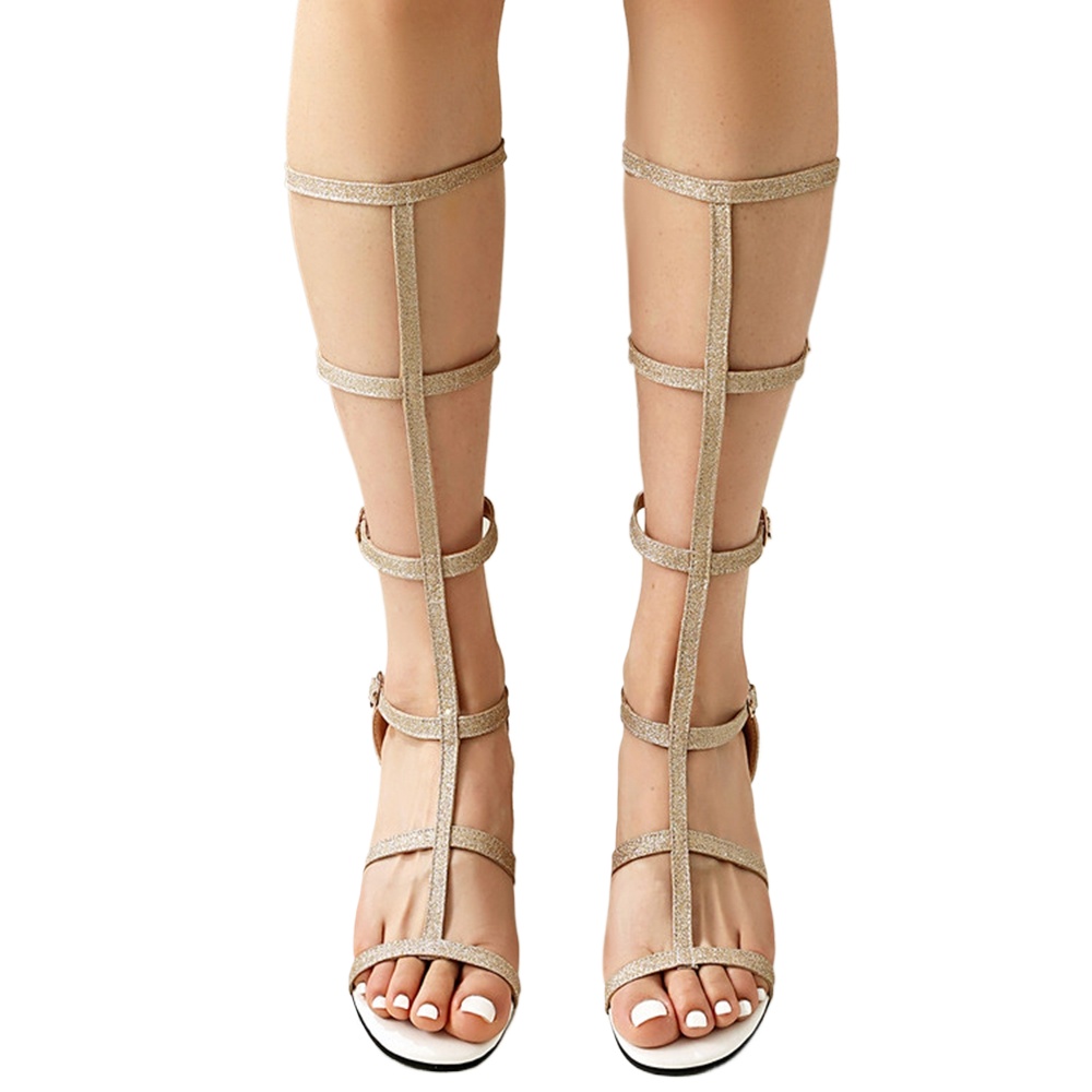Streetwear Zipper - Ladies Strappy Gladiator Sandals Block Heel