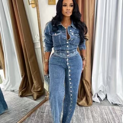 Jeans Suit Women Denim 2 Piece - Streetwear Brand Pants recension och pris