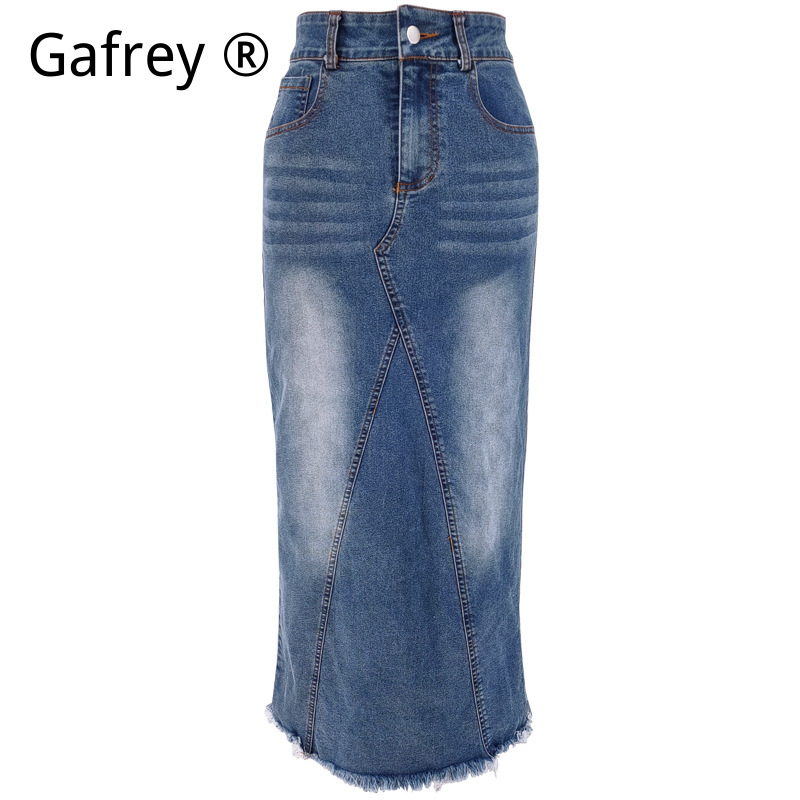 Women Denim Midi Skirt High Wa - Streetwear Zipper recension och pris