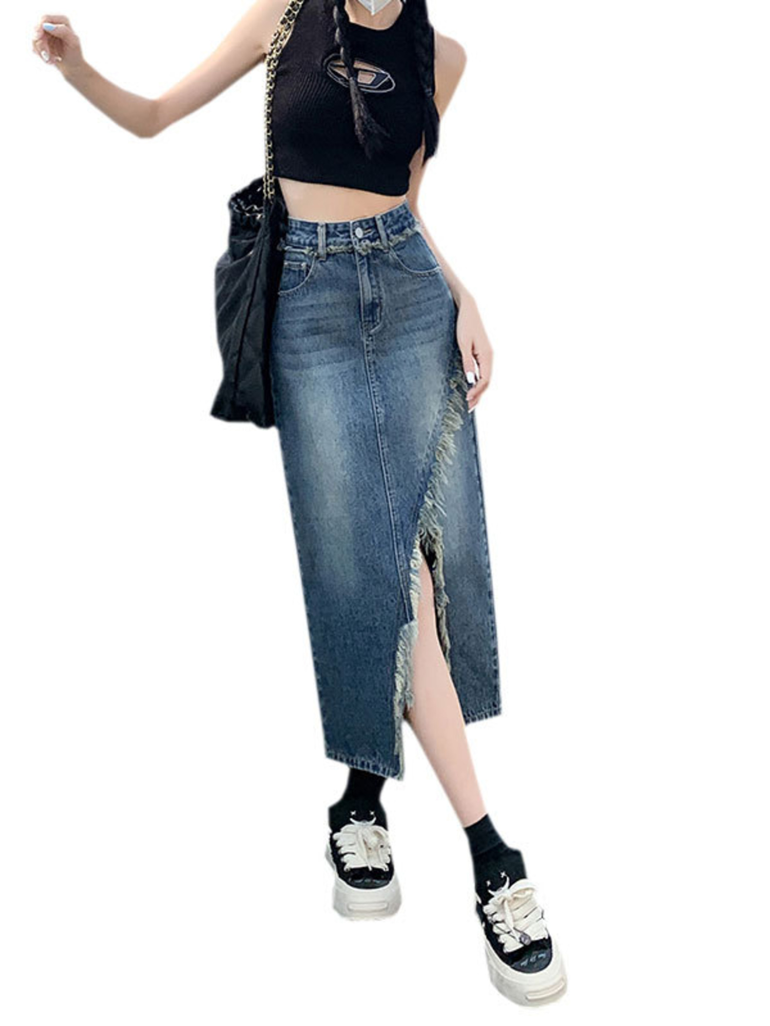 Women's High Waist Denim Skirt - Streetwear Brand Pants recension och pris