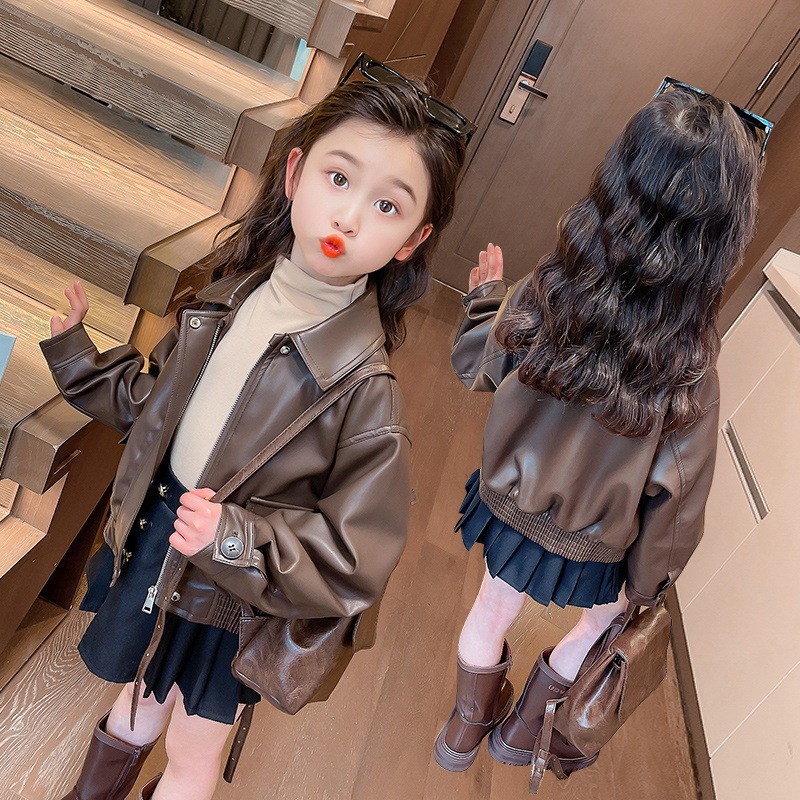 1-14 Years Girls Lapel Short P - Streetwear Zipper recension och pris