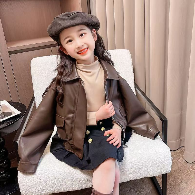 1-14 Years Girls Lapel Short P - Streetwear Zipper recension och pris