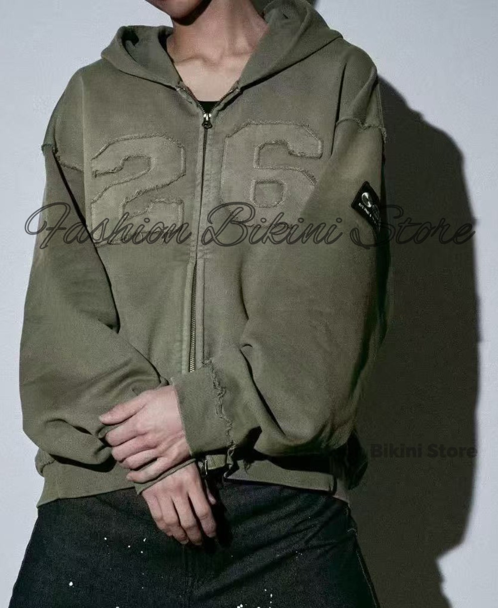 NEW Washed Grey Retro Hoodie 3 - Streetwear Zipper recension och pris