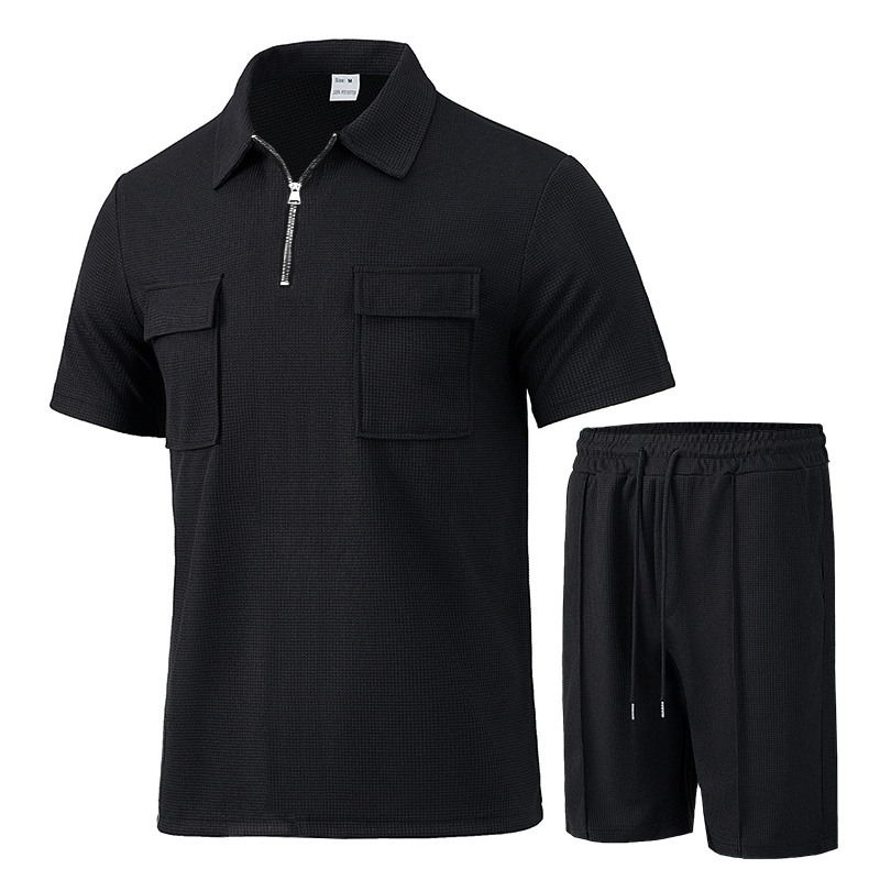 Summer Men Sports Polo Suit Sh - Streetwear Zipper recension och pris